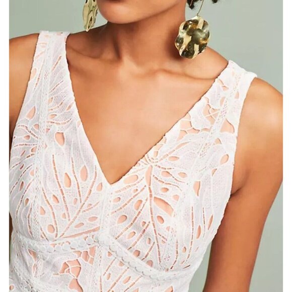 NWT Anthropologie Gardenia Eyelet Lace Column Dress Maeve‎ Sz. 8 White Tropical - Picture 4 of 16